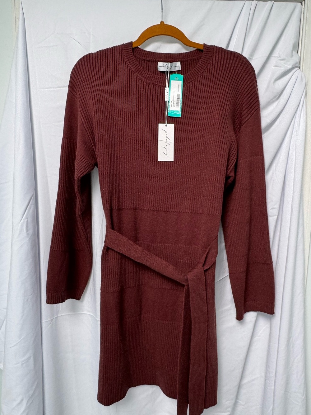 Petal & Pup Brown Knit Belted Sweater Dress